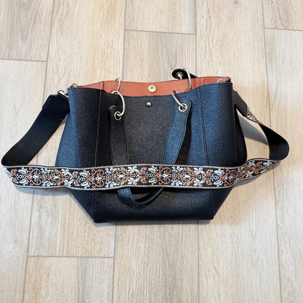 🖤🤎  Brown & Black Colorblock Tote Crossbody Bag | Unbranded | Large
